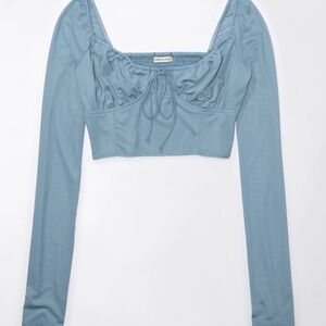 American Eagle-Mesh Cropped Corset Top